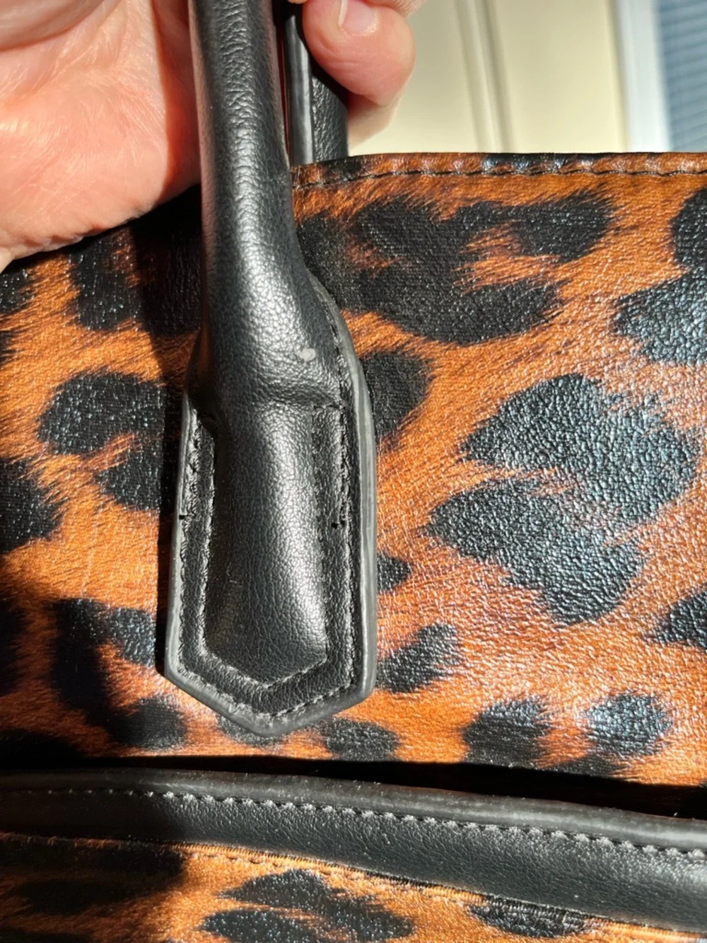 Leopard Print Tote Bag with Black Handles - Chic Animal Print Carryall - Picture 13 of 13